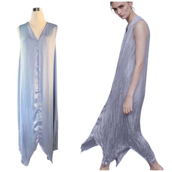 Zara Dresses & Skirts - ZARA Crinkle Maxi Dress Lavender Satin Silky Flowy Sleeveless Purple Small NEW